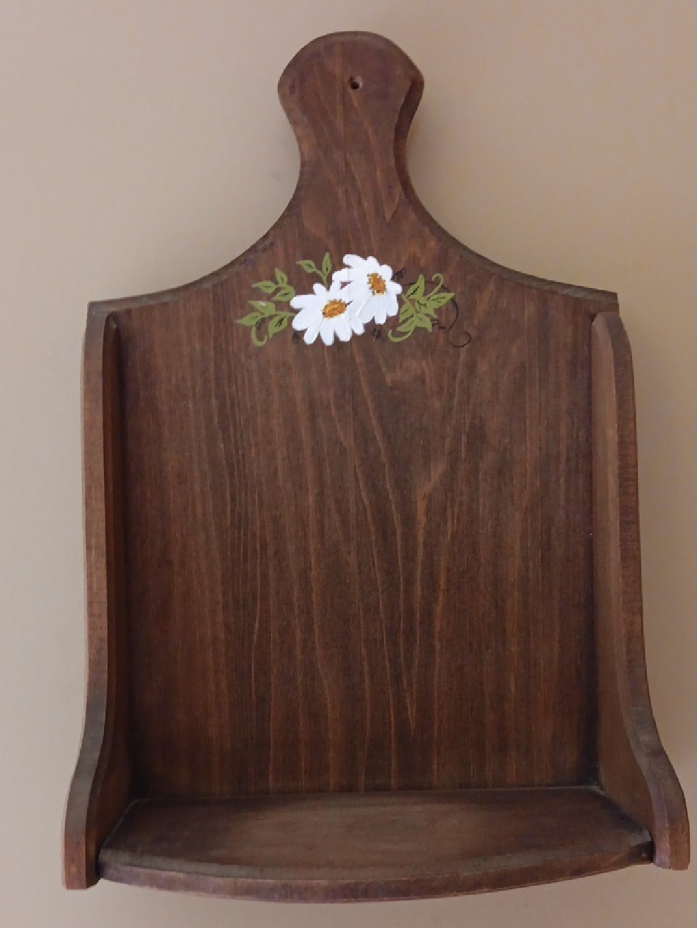 Vintage Wood Wall-Mounted or Counter-Top Daisy Hand Towel Holder/Shelf.